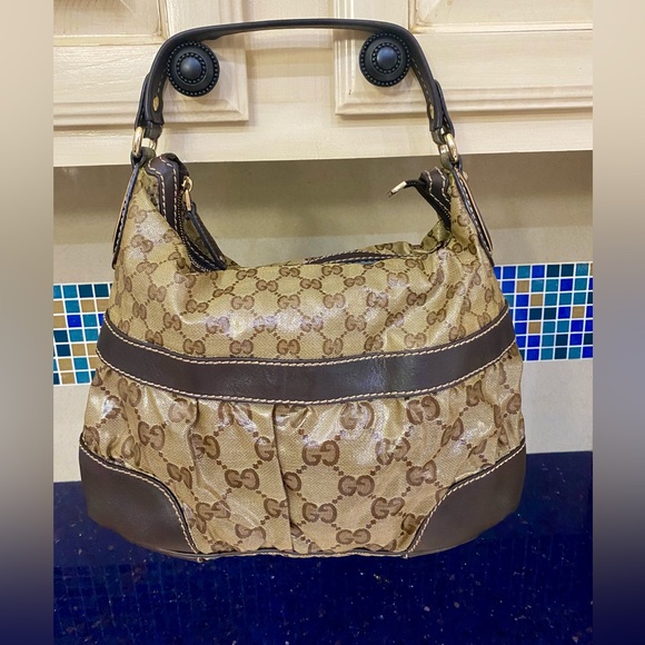 Crystal Coated Canvas Gucci Hobo shoulder bag - Picture 1 of 16